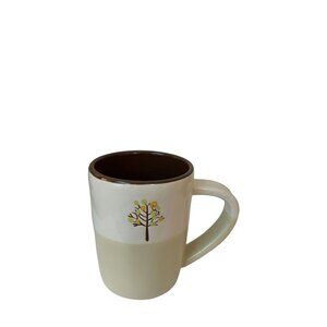 Starbucks 2009 Autumn Leaves Hand Painted Coffee Mug 14oz Beige & Brown